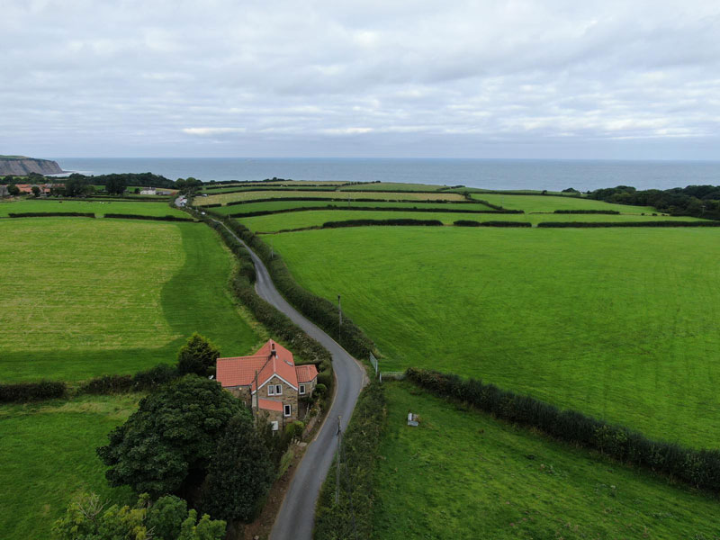 Aerial view of Holly Cottage at Boggle Hole